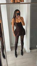 Load image into Gallery viewer, Macey puffball hem mini dress - brown
