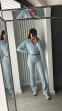 Load image into Gallery viewer, Erica flare leg tracksuit jacket loungewear set - baby blue