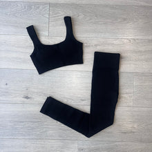 Load image into Gallery viewer, SALE Codie ribbed crop & legging set - black