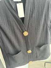 Load image into Gallery viewer, Caprice gold button front waistcoat and short set - black