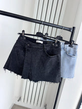 Load image into Gallery viewer, Quinn black embellished denim wrap over skort - stretch fit, size down