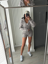 Load image into Gallery viewer, Cassie cinch waist jacket and jogger shorts set - dove grey