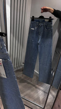 Load image into Gallery viewer, Bea full diamanté embellished straight leg blue denim jeans (stretch fit)