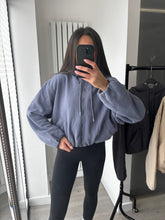 Load image into Gallery viewer, Marisa bomber style cropped zip up hooded jacket - powder blue