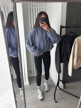 Load image into Gallery viewer, Marisa bomber style cropped zip up hooded jacket - powder blue