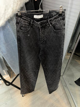 Load image into Gallery viewer, Brea diamanté cross embellished straight leg black denim jeans (slight stretch fit)