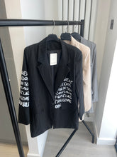 Load image into Gallery viewer, Regina oversized graffiti blazer - black pinstripe