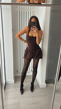 Load image into Gallery viewer, Macey puffball hem mini dress - brown