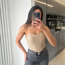Load image into Gallery viewer, SALE Ivey bandeau corset crop top - beige