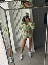 Load image into Gallery viewer, Cassie cinch waist jacket and jogger shorts set - sage green