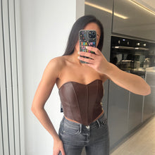 Load image into Gallery viewer, Ivey bandeau corset crop top - brown