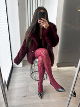 Load image into Gallery viewer, Cassandra faux fur coat - burgundy