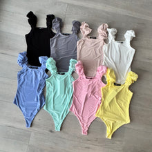 Load image into Gallery viewer, Sienna ruched shoulder slinky double lined bodysuit - choose colour