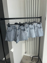 Load image into Gallery viewer, Alissia denim frayed hem fully embellished shorts