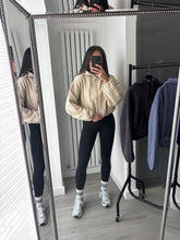 Load image into Gallery viewer, Marisa bomber style cropped zip up hooded jacket - beige