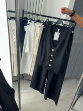 Load image into Gallery viewer, Daria button front waistcoat and trouser set - black