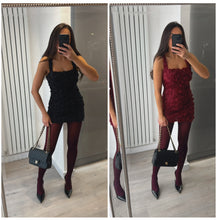 Load image into Gallery viewer, Dita floral appliqué mini dress - burgundy