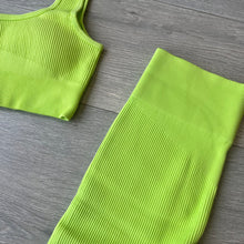 Load image into Gallery viewer, SALE Codie ribbed crop & legging set - lime