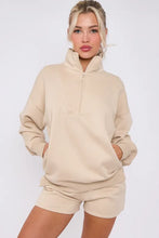 Load image into Gallery viewer, Anya quarter zip jumper and jogger shorts set - beige