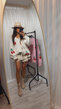 Load image into Gallery viewer, Cherry knit tie front cardigan - beige