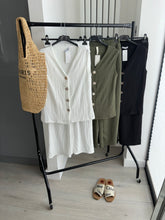Load image into Gallery viewer, Daria gold button front waistcoat and trouser set - white