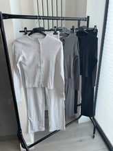 Load image into Gallery viewer, Mabel ribbed long sleeve button up detail top and trouser set - light grey