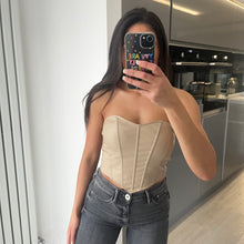 Load image into Gallery viewer, SALE Ivey bandeau corset crop top - beige