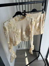 Load image into Gallery viewer, Brooke floral lace lined top and skirt set - yellow