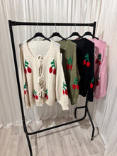 Load image into Gallery viewer, Cherry knit tie front cardigan - beige