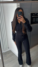 Load image into Gallery viewer, Erica flare leg tracksuit jacket loungewear set - black