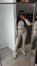 Load image into Gallery viewer, Erica flare leg tracksuit jacket loungewear set - beige