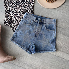 Load image into Gallery viewer, Savannah diamanté embellished star pattern stretch fit denim shorts