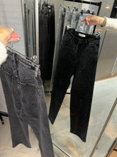Load image into Gallery viewer, Brea diamanté cross embellished straight leg black denim jeans (slight stretch fit)