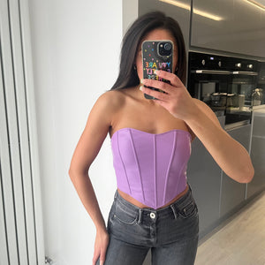 Ivey bandeau corset crop top - lilac