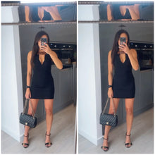 Load image into Gallery viewer, SALE Joni buckle belt detail mini dress - black
