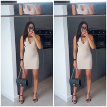Load image into Gallery viewer, SALE Joni buckle belt detail mini dress - beige