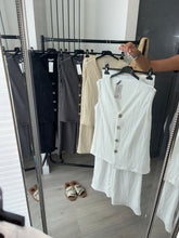 Load image into Gallery viewer, Daria gold button front waistcoat and trouser set - white