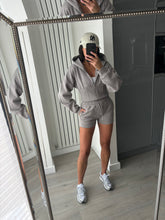 Load image into Gallery viewer, Cassie cinch waist jacket and jogger shorts set - dove grey
