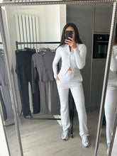 Load image into Gallery viewer, Mabel ribbed long sleeve button up detail top and trouser set - light grey