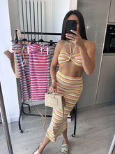 Load image into Gallery viewer, Clarissa striped bandeau top and midi skirt set - green