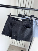 Load image into Gallery viewer, Quinn black embellished denim wrap over skort - stretch fit, size down
