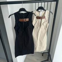 Load image into Gallery viewer, SALE Joni buckle belt detail mini dress - beige