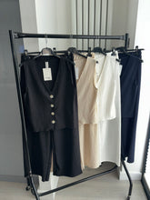 Load image into Gallery viewer, Daria button front waistcoat and trouser set - black