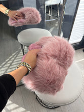 Load image into Gallery viewer, Millie faux fur oversized slippers - pink