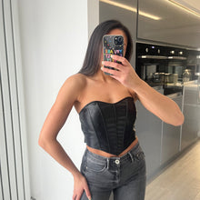 Load image into Gallery viewer, SALE Ivey bandeau corset crop top - black