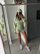 Load image into Gallery viewer, Cassie cinch waist jacket and jogger shorts set - sage green