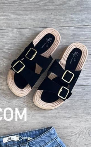 Joni buckle detail sandals - black