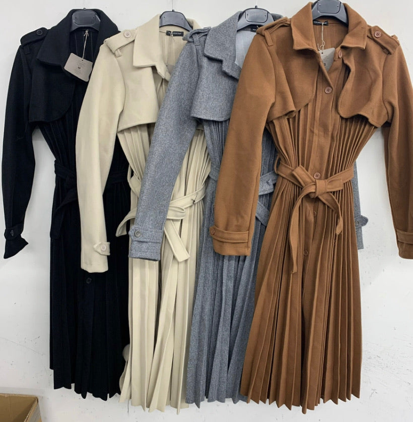 Leah pleated trench coat - tan – LLUK 