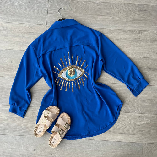 Ezra sequin eye shirt - blue