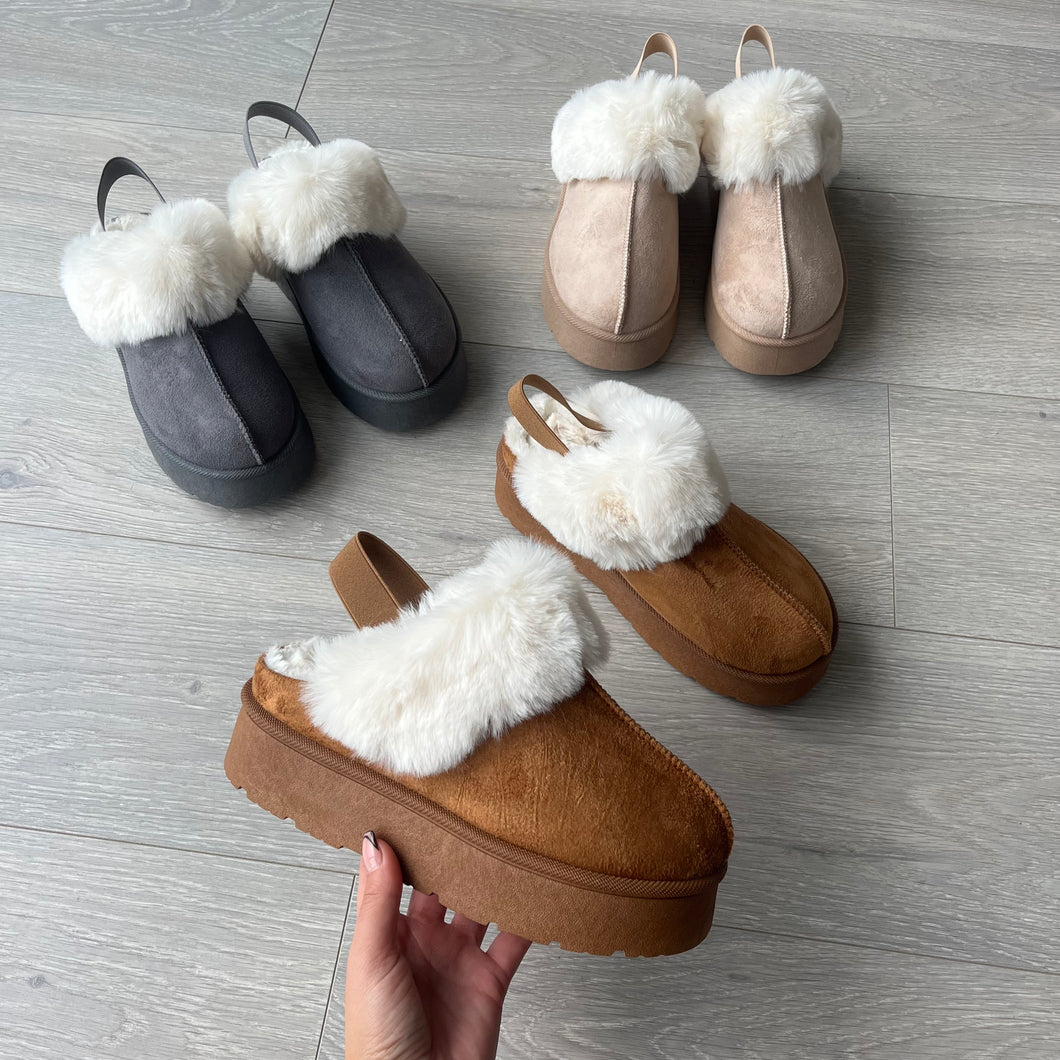 Clara platform mule slippers - camel